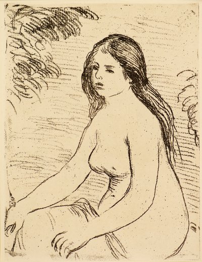 Sedící nahá žena [Nahá koupající se] od Pierre Auguste Renoir