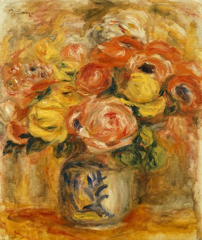 Květiny v modré a bílé váze; Květiny v modrobílé váze, 1915 od Pierre Auguste Renoir