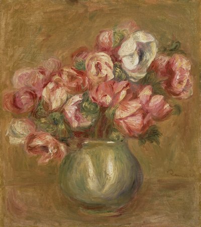Květiny v zelené váze, 1906 od Pierre Auguste Renoir