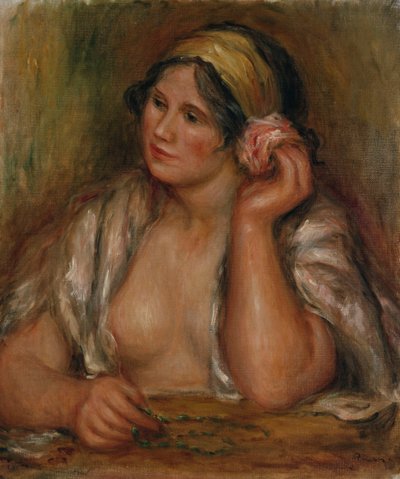 Gabrielle se zeleným náhrdelníkem, kolem roku 1905 od Pierre Auguste Renoir