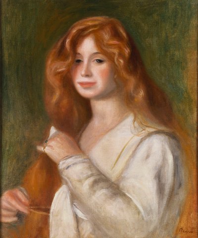 Dívka si česá vlasy od Pierre Auguste Renoir