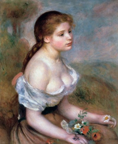 Dívka s květinami, c1900 od Pierre Auguste Renoir