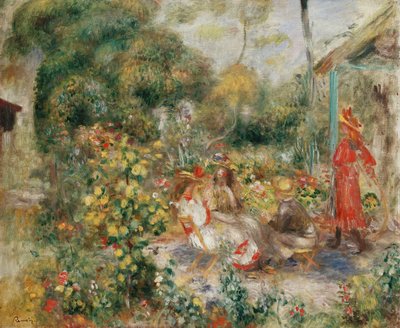 Dívky v zahradě na Montmartru; Dívky v zahradě na Montmartru, kolem roku 1893-5 od Pierre-Auguste Renoir
