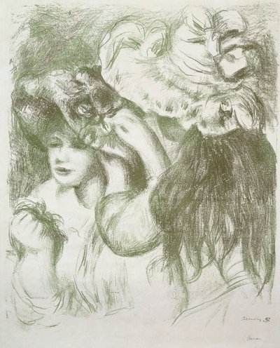 Čepice na klobouk, první deska; Špendlíkový klobouk, první deska, kolem roku 1897 od Pierre Auguste Renoir
