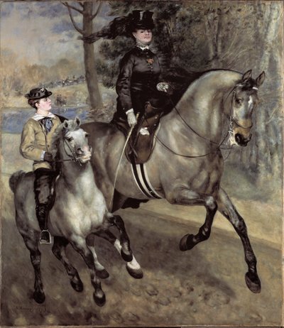Jezdci (nebo jízda na koni) v Bois de Boulogne. Obraz Pierre Auguste Renoir (Pierre-Auguste od Pierre-Auguste Renoir