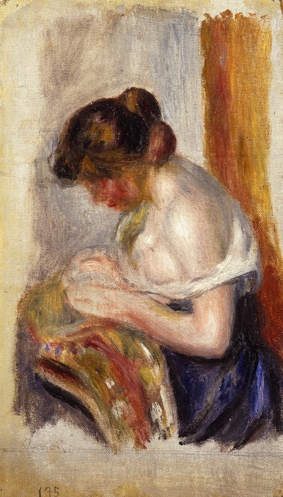 La Couseuse (olej na plátně) od Pierre Auguste Renoir