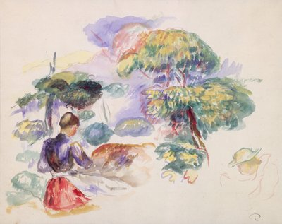 Krajina s dívkou, ca. 1890. od Pierre Auguste Renoir