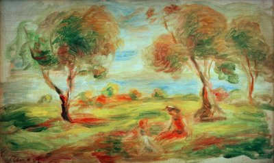 Krajina poblíž Cagnes Sur-Mer, s lidmi od Pierre Auguste Renoir