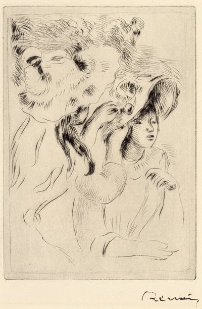 Le Chapeau Epignele, Připnutí klobouku, c1894. od Pierre Auguste Renoir
