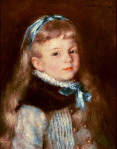 Mademoiselle Grimprel s modrou stuhou od Pierre-Auguste Renoir