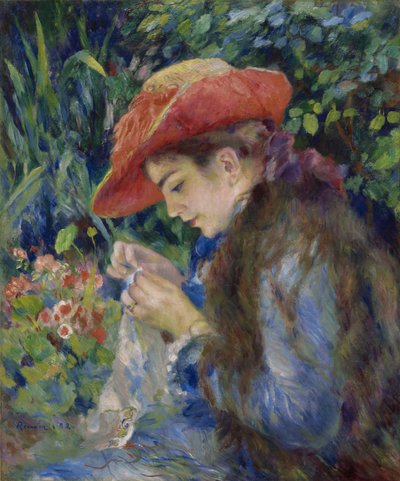 Marie-Therese Durand-Ruel Sewing, 1882 od Pierre Auguste Renoir