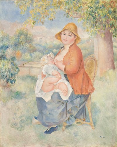 Mateřství nebo Žena kojící své dítě (Madame Renoir a její syn) od Pierre Auguste Renoir