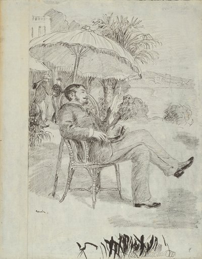 Na terase hotelu v Bordighera: Malíř Jean Martin hodnotí svůj účet (ilustrace pro „L