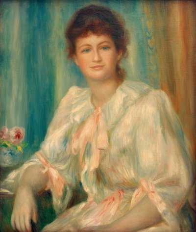 Portrét mladé ženy v bílém od Pierre Auguste Renoir