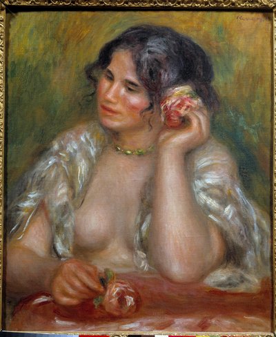 Portrét Gabriely s růží (1878 - 1959). Obraz Pierra Auguste Renoira (1841-1919) od Pierre Auguste Renoir