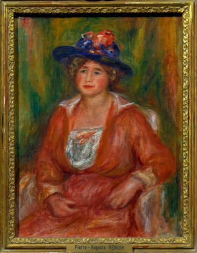 Portrét sedící ženy Malba Pierra Auguste Renoira (1841-1919) Rozměr 0,35 x 0,27 m Paris musee du Louvre Povinná zmínka: Dar Helene et Victor Lyon od Pierre-Auguste Renoir