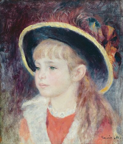 Portrét mladé dívky v modrém klobouku, 1881 od Pierre Auguste Renoir