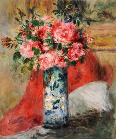 Růže a pivoňky ve váze od Pierre Auguste Renoir