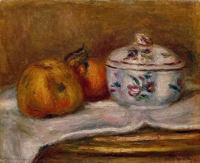Cukřenka, jablko a pomeranč (olej na plátně) od Pierre Auguste Renoir