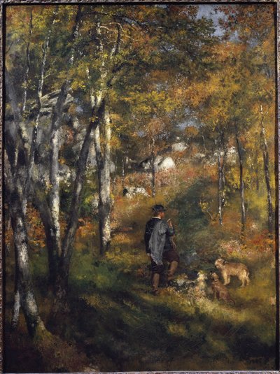 Malíř Jules Le Coeur se svými psy v lese Fontainebleau Obraz Pierre-Auguste Renoir (1841-1919) 1866 Rozměr 105x79 cm Sao Paulo, Muzeum umění, Brazílie od Pierre Auguste Renoir
