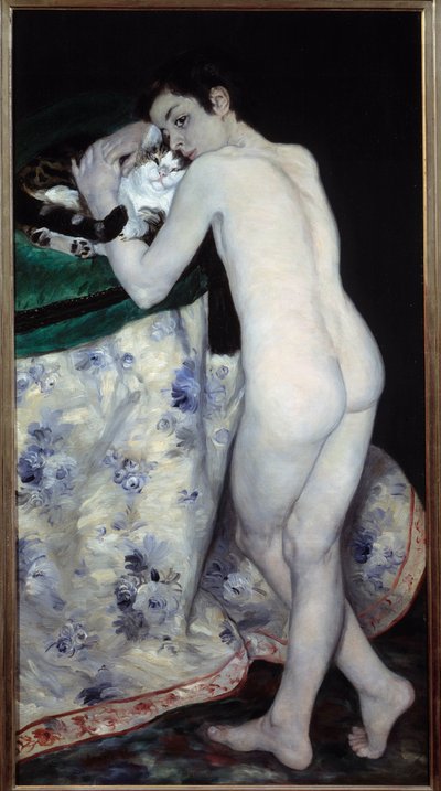 Mladý chlapec ke kočce. Obraz Pierra Auguste Renoira (1841-1919) od Pierre Auguste Renoir