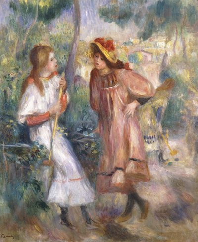 Dvě dívky v zahradě na Montmartru; Dvě dívky v zahradě Montmartru, 1895 od Pierre Auguste Renoir