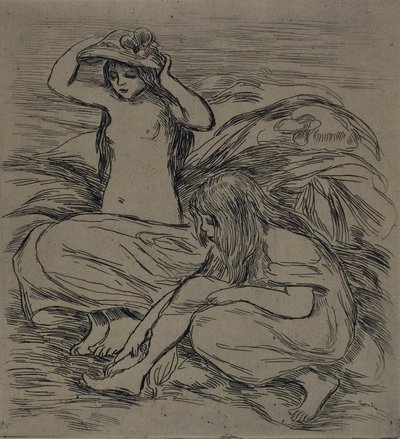 Dvě ženy koupání od Pierre Auguste Renoir
