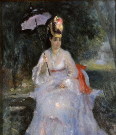 Žena se slunečníkem sedící v zahradě, 1872 od Pierre Auguste Renoir