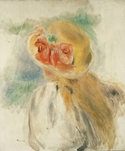 Mladá dívka s květinami v jejím klobouku; Mladá dívka v květovaném klobouku, cca 1900-1905 od Pierre Auguste Renoir