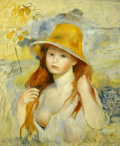 Mladá dívka se slaměným kloboukem, 1884 od Pierre Auguste Renoir