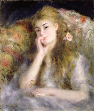 Mladá žena sedící, kolem 1876-77 od Pierre Auguste Renoir