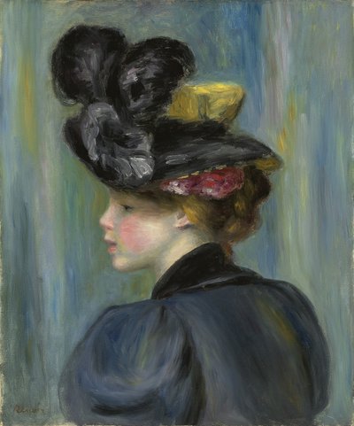 Mladá žena s černým kloboukem; Mladá žena v černém klobouku, 1895 od Pierre Auguste Renoir