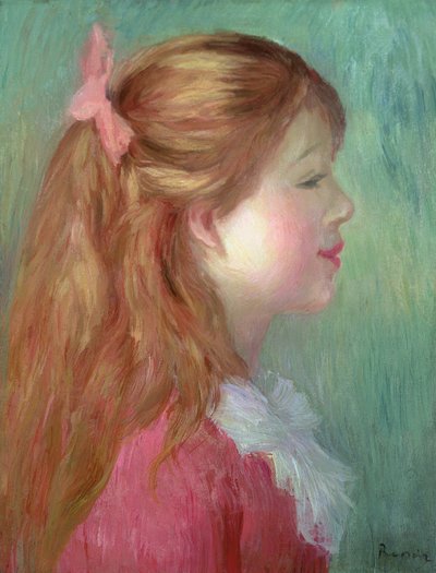 Mladá dívka s dlouhými vlasy z profilu, 1890 od Pierre Auguste Renoir