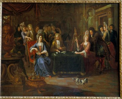 Nobles karetní hráči hrají karty v obývacím pokoji. Obraz Pierra Bergaigne (1652-1708) 1699 Arras, Musee Des Beaux Arts od Pierre Bergaigne