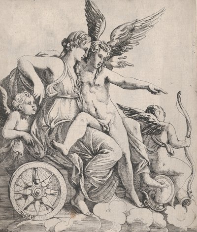 Venuše a Amor na voze, 1607-61. od Pierre Biard