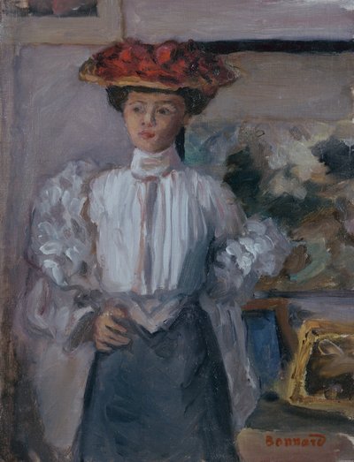 Dívka s kloboukem (olej na plátně) od Pierre Bonnard