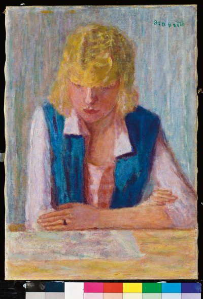 Blondýna v modré vestě od Pierre Bonnard