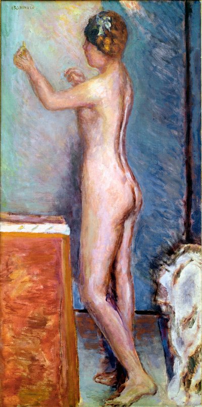Akt na modrém pozadí od Pierra Bonnarda (1867-1947) 1915 Solothurn, sbírka Silvana Kochera od Pierre Bonnard