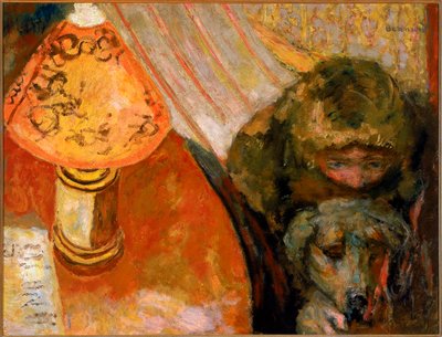 Malba interiéru osvětleného lampou od Pierre Bonnard
