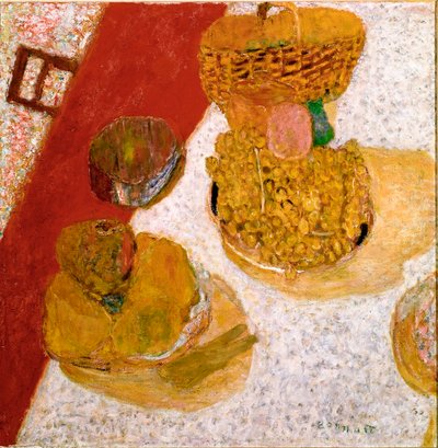 Roh stolu Zátiší ovoce. Obraz Pierra Bonnarda (1867-1947) 1935 Rozm. 67x63,5 cm Paříž, Musee national d