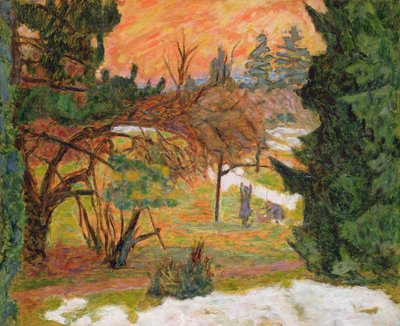 The Washing Line in the Park at le Grand-Lemps, c.1917 (olej na papíře) od Pierre Bonnard