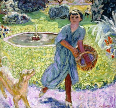 Mladá dívka nebo mladá dívka si hraje se psem od Pierre Bonnard