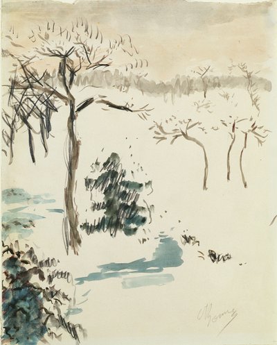 Zimní krajina, 1910 (wc a tužka na papíře) od Pierre Bonnard