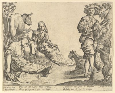 Hráč na dudy, 1610-50. od Pierre Brebiette
