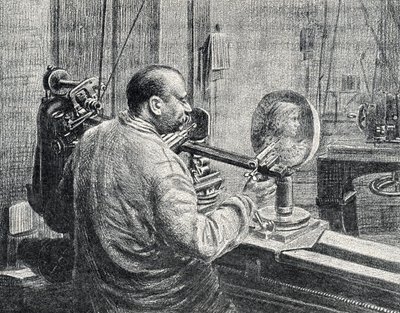 Medaiér používající jakousi pantografovou frézku Rytina z „Excursion a travers les metiers“ od Pierre Calmette Private Collection od Pierre Calmettes