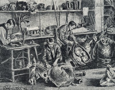 Workshop výroby divadelních a výstavních doplňků Rytina ze soukromé sbírky Pierre Calmette od Pierre Calmettes