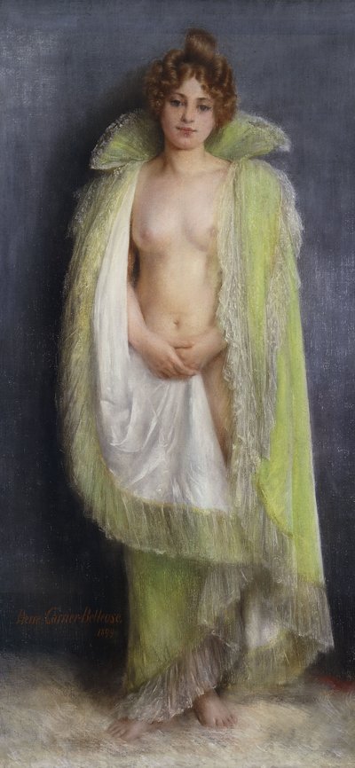 Akt se zeleným pláštěm od Pierre Carrier-Belleuse