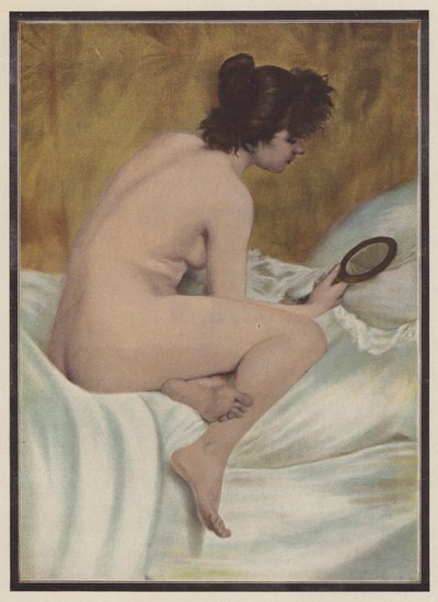 Probuzení, žena se zrcadlem (barva lito) od Pierre Carrier-Belleuse