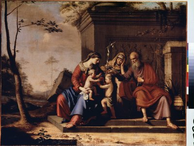 "Svatá rodina"" Malba Pierra Cauchyho (?-1687) 1655 Rozměr 78x106 cm Muzeum Ermitáž, Petrohrad, Rusko od Pierre Cauchy