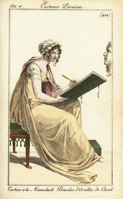 Žena kreslící klasickou bustu ve skicáku, Paříž od Pierre Charles Baquoy
